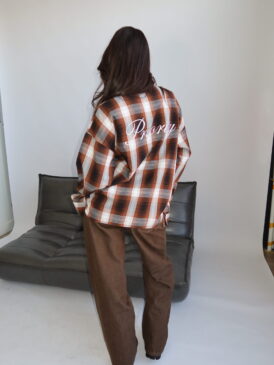 AW25 &#8211; CHECKED BLOUSE WITH SNATCH DETAIL AT THE FRONT &#8211; BROWN