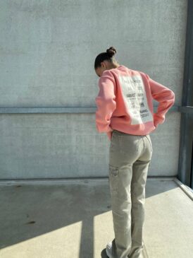 VINTAGE ANGEL NUMBERS SWEATER &#8211; SALMON