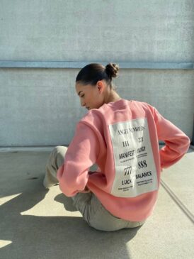 VINTAGE ANGEL NUMBERS SWEATER &#8211; SALMON