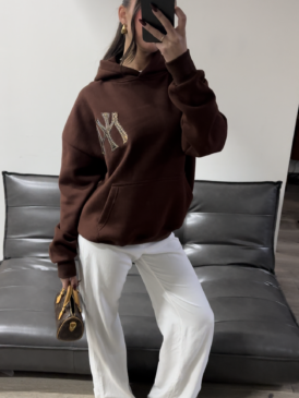 ANN-FLEUR &#8211; NY PANTHER PATCH HOODIE &#8211; CHOCOLATE BROWN