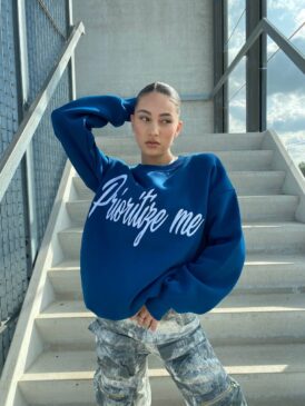 PRIORITIZE ME SWEATER &#8211; PREMIUM QUALITY &#8211; BLUE