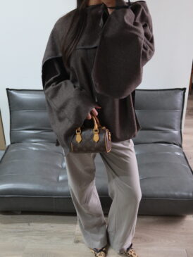 ANN-FLEUR SCARF JACKET &#8211; PREMIUM QUALITY &#8211; FUNGI BROWN