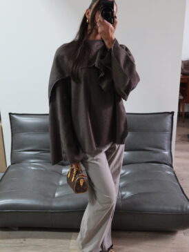 ANN-FLEUR SCARF JACKET &#8211; PREMIUM QUALITY &#8211; FUNGI BROWN