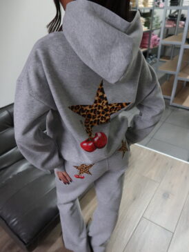 ANN-FLEUR PANTHER STAR AND CHERRY TRACKSUIT &#8211; MELANGE GRAY