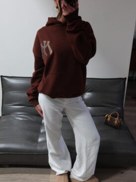 ANN-FLEUR &#8211; NY PANTHER PATCH HOODIE &#8211; CHOCOLATE BROWN