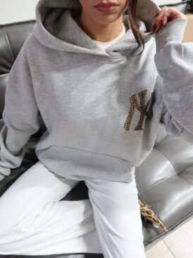 ANN-FLEUR &#8211; NY PANTHER PATCH HOODIE &#8211; MELANGE GREY