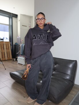 ANN-FLEUR &#8211; TEDDY HOODIE &#8211; DARK GRAY