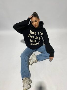 A KID WITH A DREAM HOODIE &#8211; PREMIUM QUALITY &#8211; PUFF PRINT &#8211; BLACK