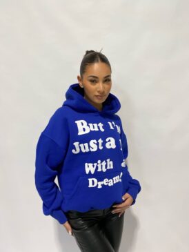 A KID WITH A DREAM HOODIE &#8211; PREMIUM QUALITY &#8211; PUFF PRINT &#8211; COBALT