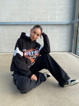 ELITE SUPER LEAGE HOODIE &#8211; SCHWARZ MIT ORANGEM DRUCK &#8211; 420 GSM &#8211; MOTORSPORT AW23