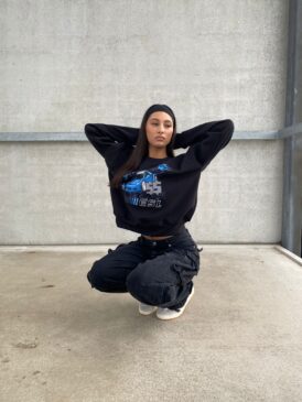 PRIORITY TURBO MOTORS SWEATER – BLACK WITH BLUE PRINT – 420 GSM – MOTORSPORT AW23