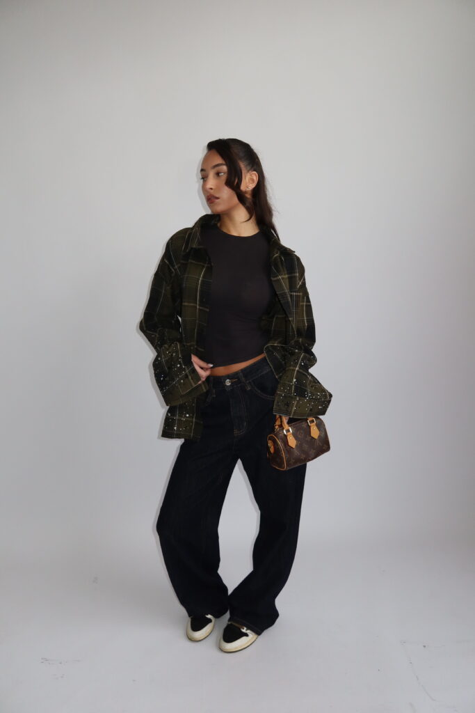 TOKYO COLLECTION AW25 – TOKYO RHINESTONE OVERSIZED BLOUSE – KHAKI