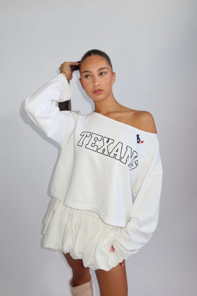 TEXANS OFF SHOULDER TOP – WHITE