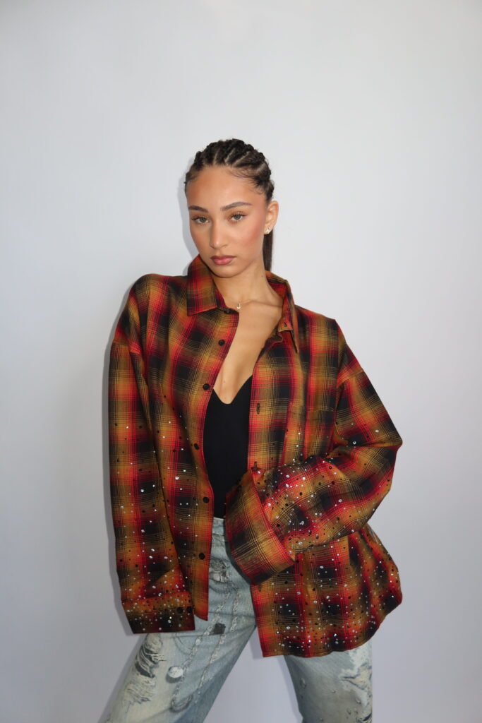 TOKYO COLLECTION AW25 – TOKYO RHINESTONE OVERSIZED BLOUSE – RED